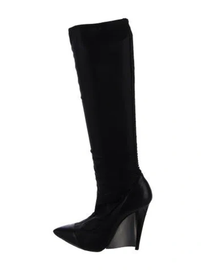 Pre-owned Casadei Leather Sock Boots In Black