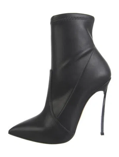 Pre-owned Casadei Leather Sock Boots In Black