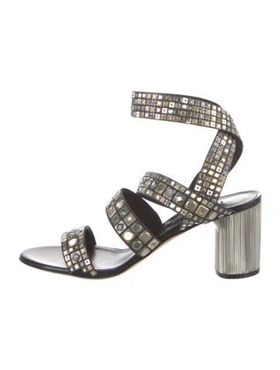 Pre-owned Casadei Leather Studded Accents Sandals In Black