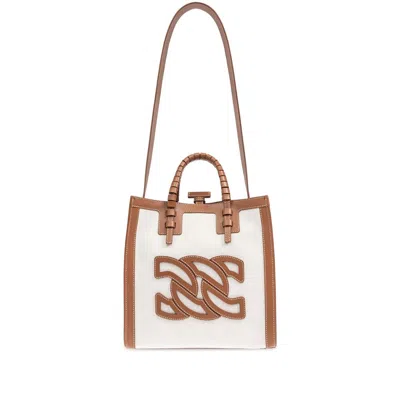 Casadei Logo-patch Tote Bag In Leather Brown