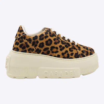 Casadei Low Top Sneakers Platform Sole In Animal Print