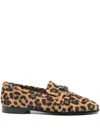 Casadei Leopard Print Hardware Loafers In Brown