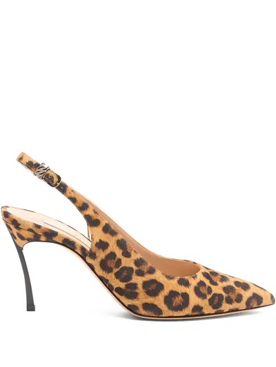 Casadei Leopard-print Slingback Pumps In Brown