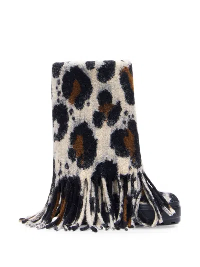Casadei Leopard-print Fringed Boots In Multi