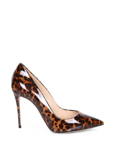 Casadei Leopard-print Patent-finish Pumps In Brown