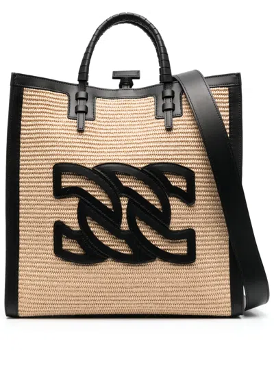 Casadei Logo-detail Leather Tote Bag In Neutrals