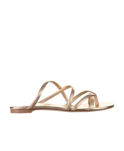 Casadei Logo Flat Sandals In Nude