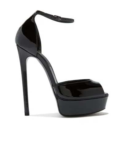 Casadei Logo High-heeled Sandals In Black