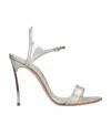 Casadei Logo High-heeled Sandals In Nude