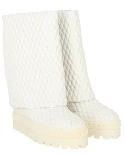 Casadei Logo Leather Boot In White