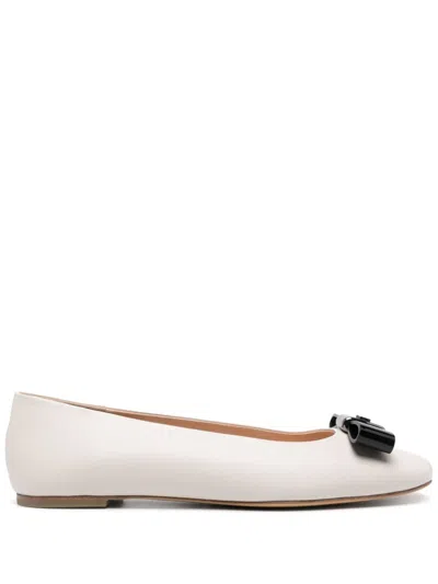 Casadei Ballerina White Black Leather