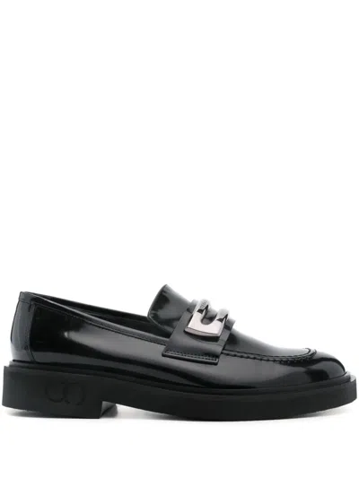 Casadei Logo-plaque Loafers In Black