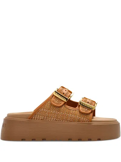 Casadei Logo Platform Sandals In Brown