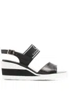 Casadei Logo-print Wedge Sandals In Black