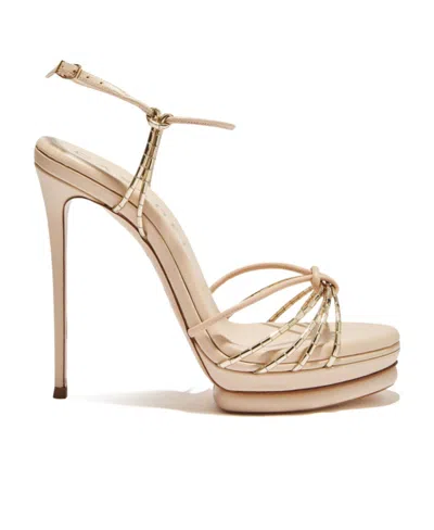 Casadei Logo Sandals In Nude