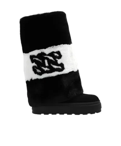 CASADEI CASADEI LOGO-EMBROIDERED TWO-TONED BOOTS