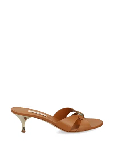 Casadei Logo-plaque Leather Sandals In Brown