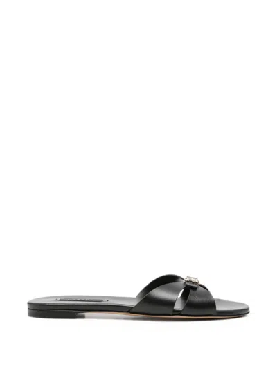 Casadei Logo-plaque Sandals In Black
