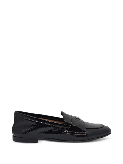Casadei Logo-plaque Strap Loafers In Black