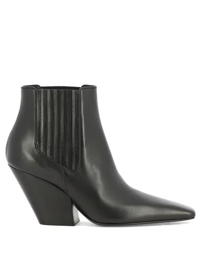 Casadei "cherish" Pointed Toe Ankle Boots With Cone Heel In Black