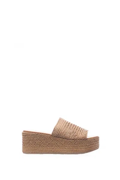 Casadei Open Toe Platform Sole Woven Texture Sandals In Natural