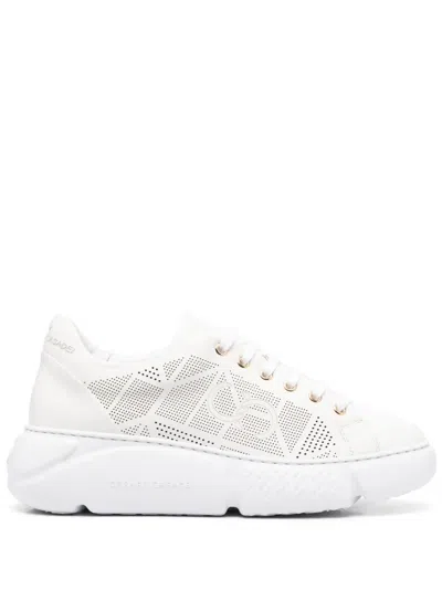 Casadei Low-top Lace-up Sneakers In Weiss