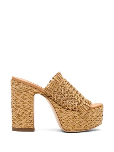 Casadei Madagascar Fringed Platform Pumps In Brown
