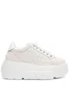 Casadei White Platform Sneakers Interwoven Design In Polyurethane Woman