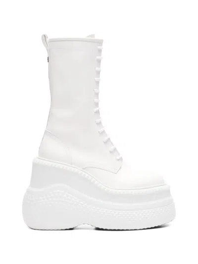 Casadei Mammouth Lace-up Boots In White