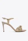 Casadei Braided Stiletto Sandals In Leather Blend In Pink
