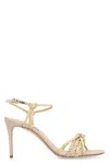 Casadei Ankle Strap Interwoven Sandals In Skin