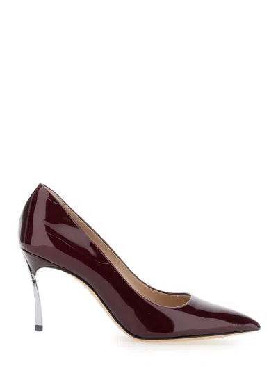Casadei Maroon Slip On Pumps In Burgundy