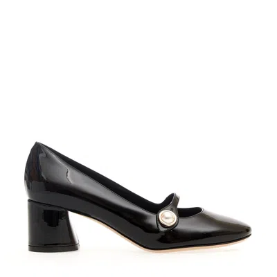 Casadei 'emily' Black Pointed Pumps With Pearl Detail In Patent Leather Woman