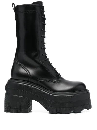 Casadei Maxi Lace-up Army 120mm Boots In Black