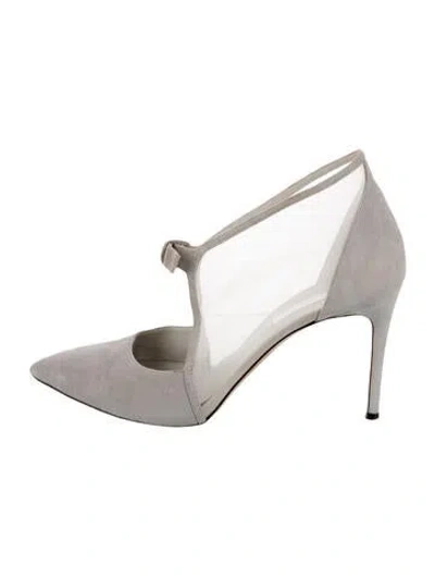 Pre-owned Casadei Mesh Mesh Accents Boots In Gray