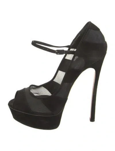 Pre-owned Casadei Mesh Pumps In Black