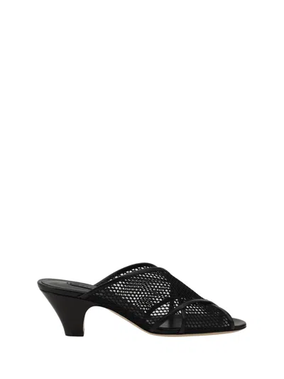 Casadei Mesh Crossover Kitten Heel Sandals In Nero