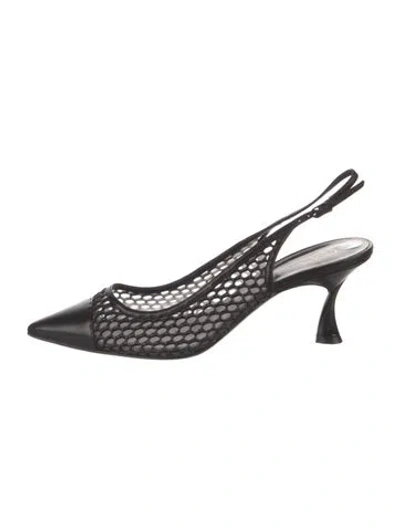 Pre-owned Casadei Mesh Slingback Pumps In Black