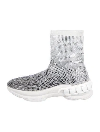 Pre-owned Casadei Mesh Sock Boots In Gray