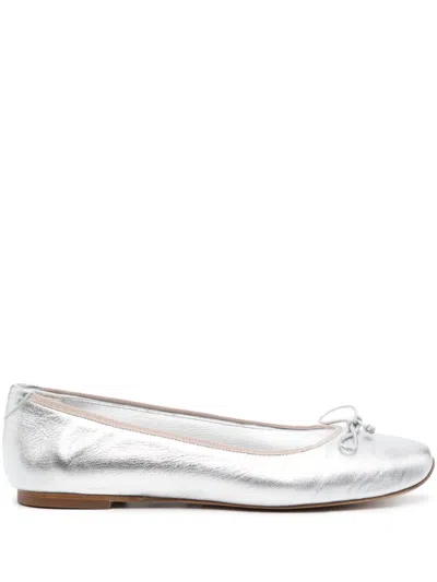 Casadei Metallic Leather Ballerina Shoes In Silver
