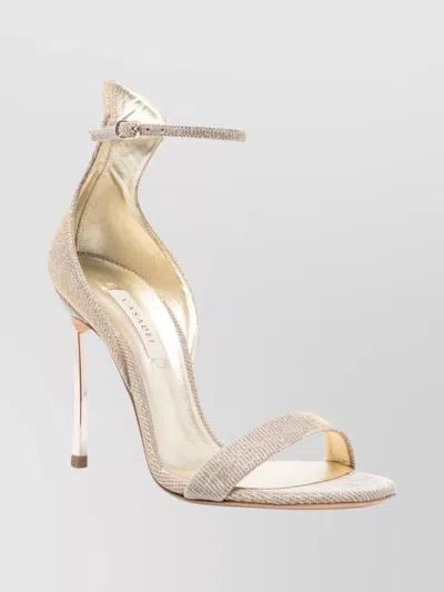 Casadei Metallic Open Toe Sandals Featuring Heel In White