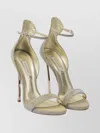Casadei Metallic Open Toe Textured Sandals In Gold