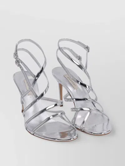 CASADEI METALLIC STRAPPY OPEN TOE SANDALS