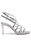 Casadei Silver Leather Sandals With Crisscross Straps