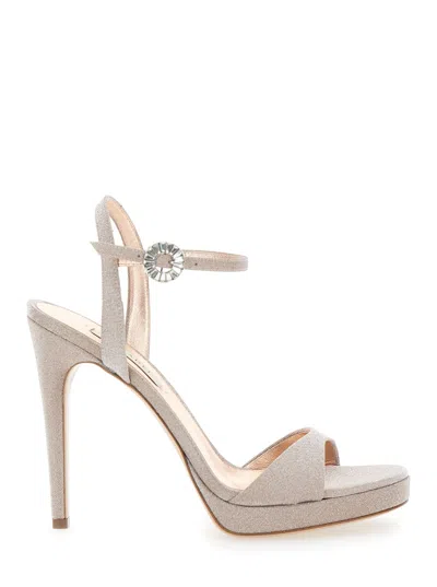 Casadei Michelle Sandals In Rose-pink Glitter In Grey