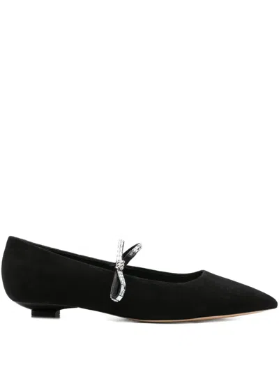 Casadei "mini Blade" Melody Suede Starway Ballet Shoes T.020 In Black