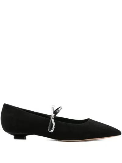 Casadei "mini Blade" Melody Suede Starway Ballet Shoes T.020 In Black