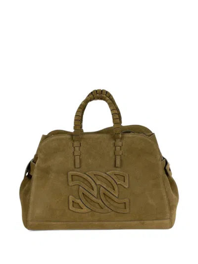 Casadei Mini Park Avenue Suede Tote Bag In Green