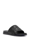 Casadei Minimalist Black Leather Mules With Woven Strap In Black