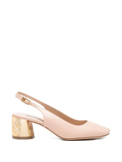 Casadei Minorca Woven-block-heel Slingback Sandals In Pink